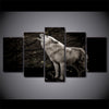 Limited Edition 5 Piece White Howling Wolf  Canvas