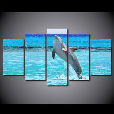 Limited Edition 5 Piece Jumping Dolphin Canvas