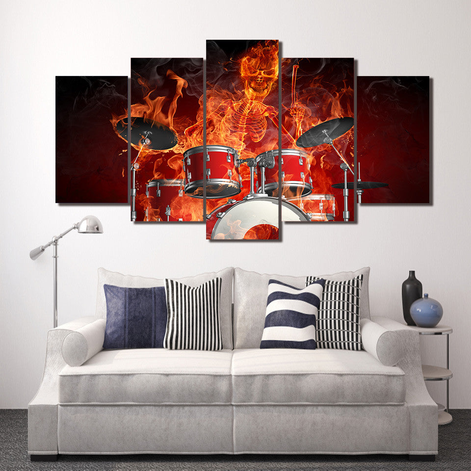 Limited Edition 5 Piece Skeleton Drummer Canvas