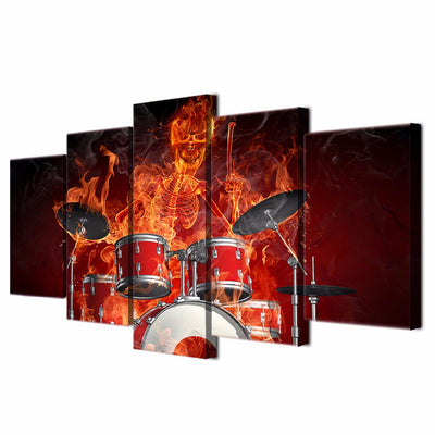 Limited Edition 5 Piece Skeleton Drummer Canvas
