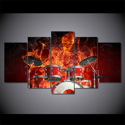 Limited Edition 5 Piece Skeleton Drummer Canvas