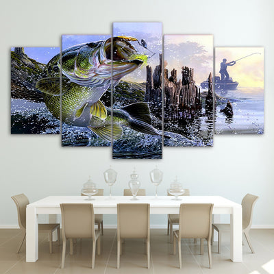 Limited Edition 5 Piece Jumping Fish Canvas (FRAMED)