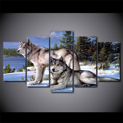 Limited Edition 5 Piece Wolf Couple Canvas