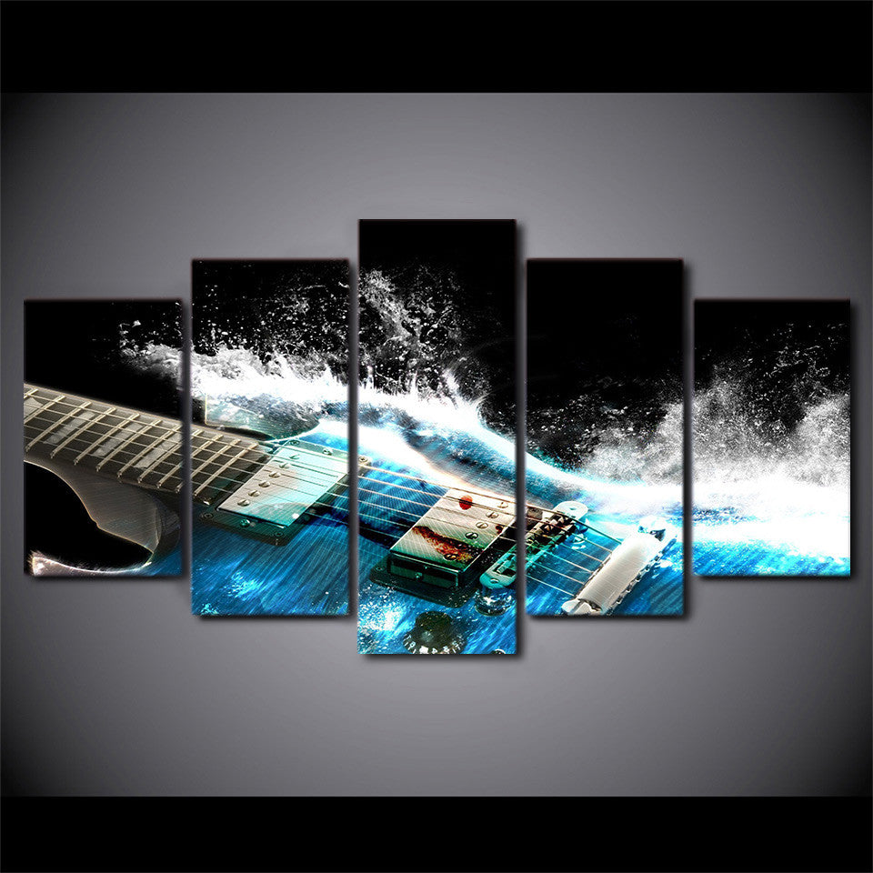 Limited Edition 5 Piece Guitar Blue Wave Canvas