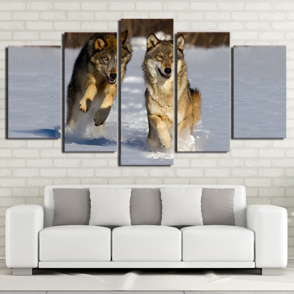 Limited Edition 5 Piece Running Wolves Canvas