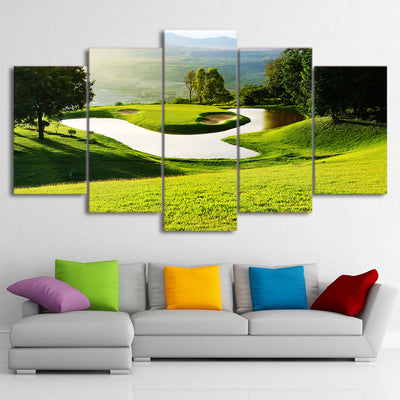 Limited Edition 5 Piece Sunrise Golf Course Canvas