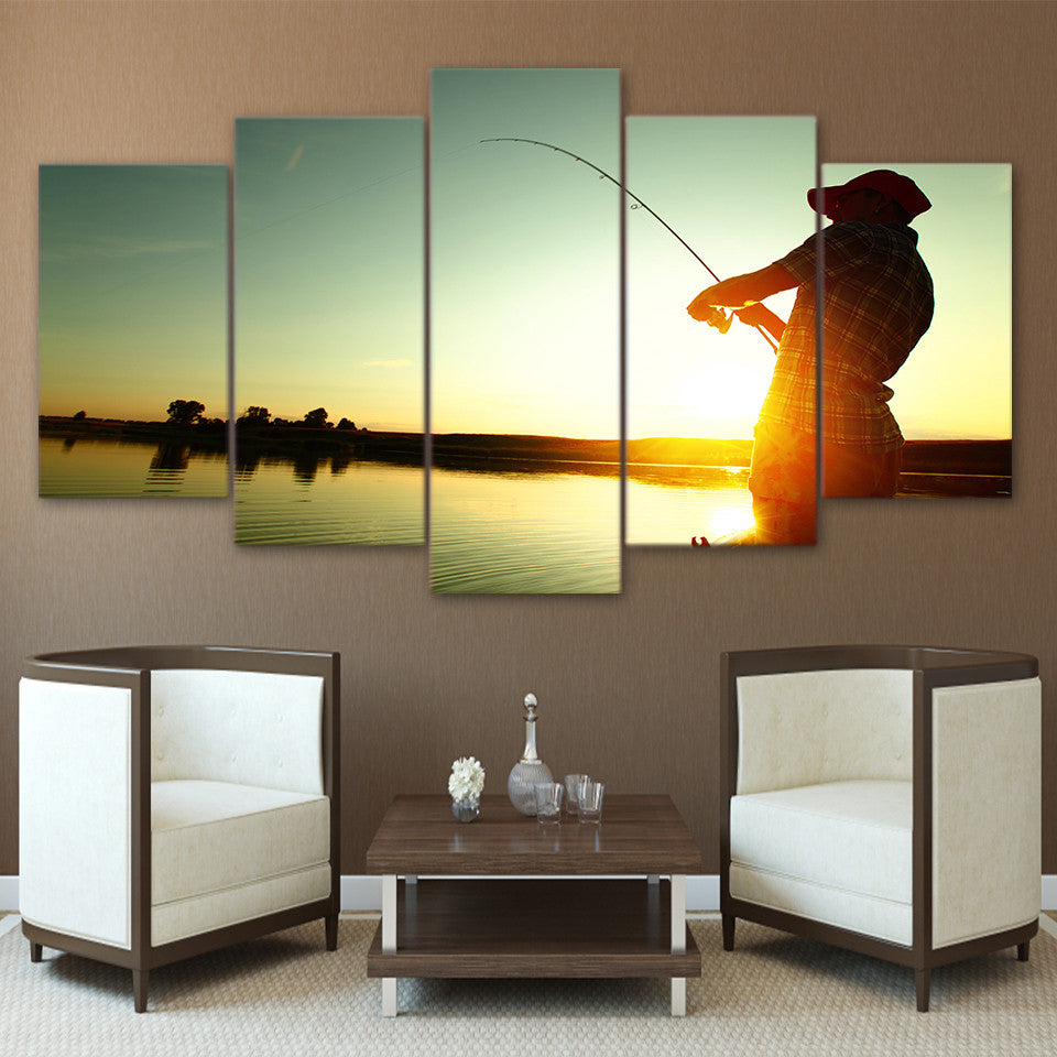 Limited Edition 5 Piece Sunset Fishing Canvas