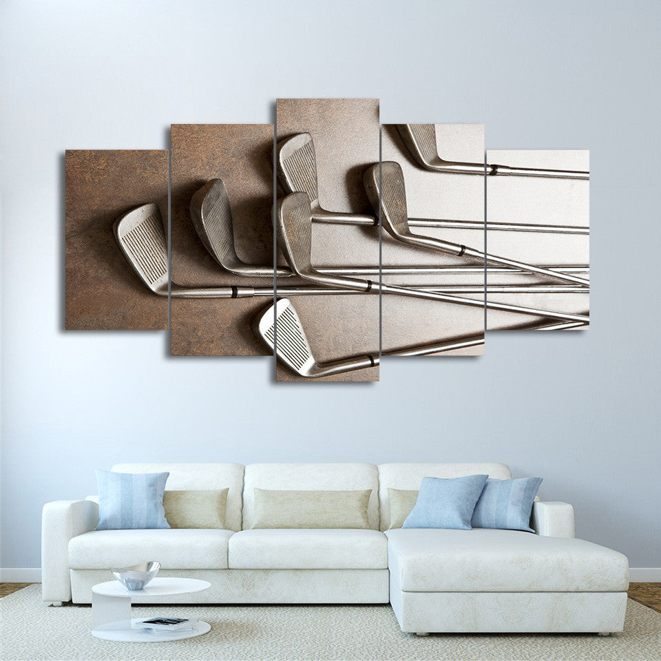 Limited Edition 5 Piece Vintage Golf Clubs Canvas