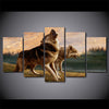 Limited Edition 5 Piece Wolf In Mountain Canvas
